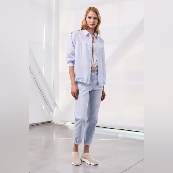 Peserico Slim jeans with maxi dart in bleach washed comfort denim sz 6 - Picture 4 of 16